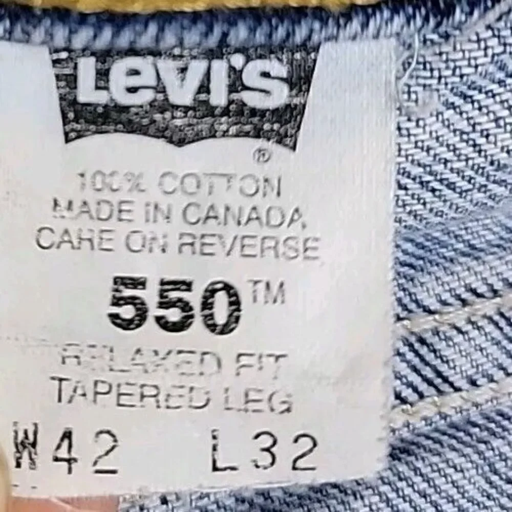 Vintage Levis 550 Jeans Mens 42x32 (40x31) Baggy Light Blue High Rise Cotton 90s